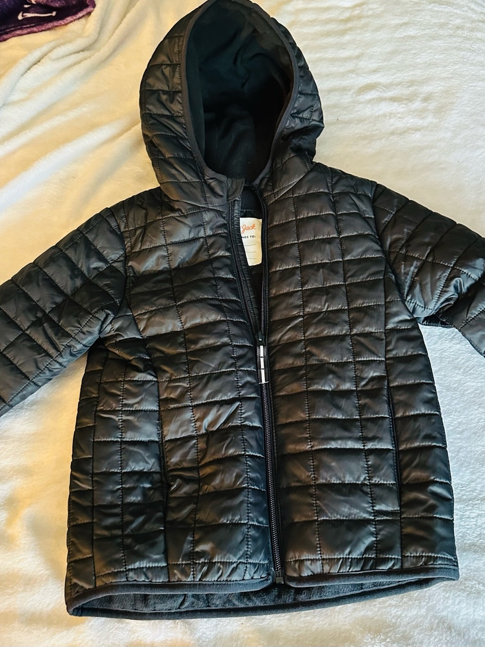 Cat & Jack Black Quilted Hooded Puffer Jacket